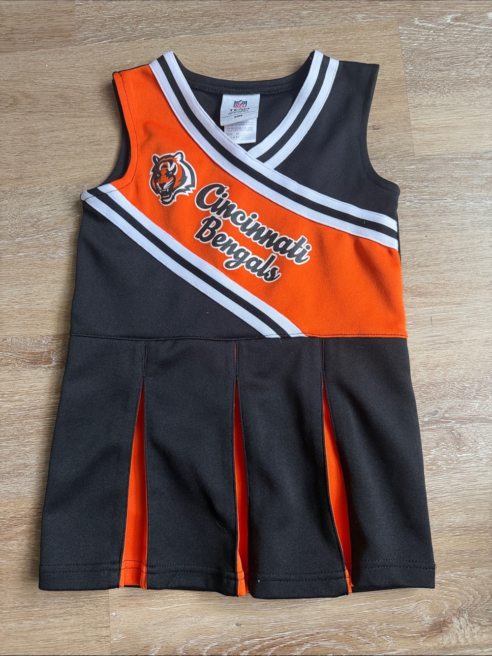 GIRLS KIDS NFL Cincinnati Bengals Team Apparel One Piece Spirit Cheer Outfit 4T